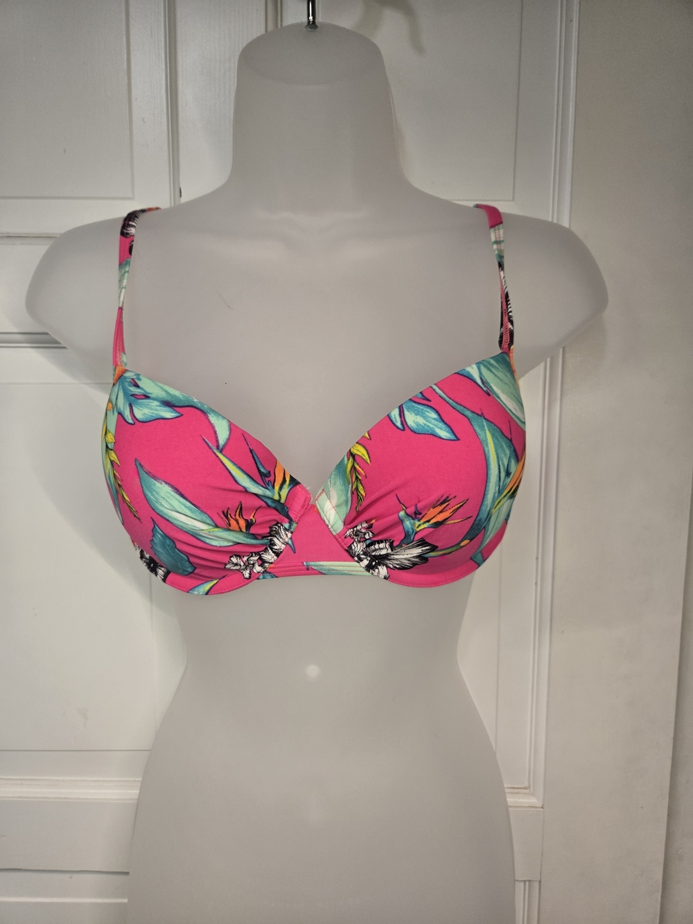 Neon Floral Bikini Top NWOT 34B